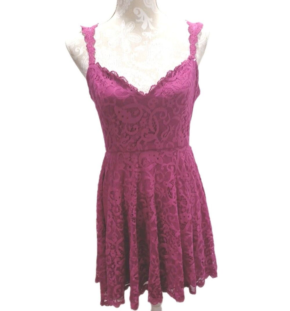 Francesca's Emmelee Basi Pink Lace Open Back High Low Dress Size Medium